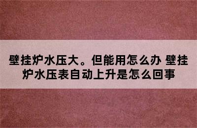 壁挂炉水压大。但能用怎么办 壁挂炉水压表自动上升是怎么回事